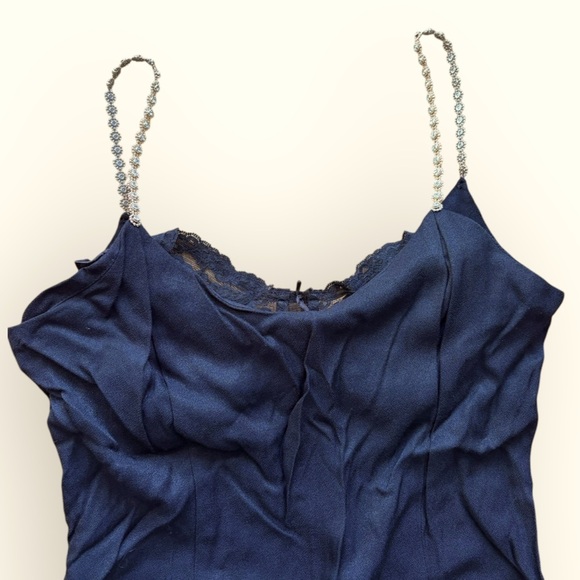 Gunne Sax 90s Slip Dress with Crystal Straps - Picture 1 of 6